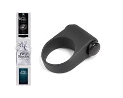 50 odtieňov šedej - vibračný krúžok na penis (čierny)