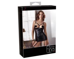 Abierta Fina - saténový lesk, podprsný šaty (čierne)