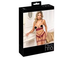 Abierta Fina - set so zdvihnutím pŕs s retiazkou (červený)