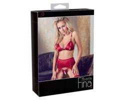 Abierta Fina - žiarivý reťazový bielizňový set (červený)