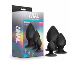 Análne dobrodružstvo Platinum - sada 3 čierne análne kolíky