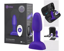 b-Vibe Rimming - Rotujúci análny vibrátor s perličkami (fialový)