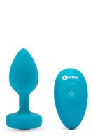 b-Vibe Vibrating Jewel análny kolík S/M tyrkysový