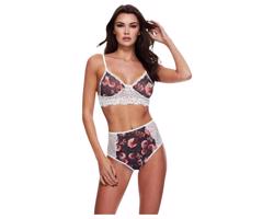 Baci - kvetinová čipkovaná podprsenka sedená, vysokým pásom