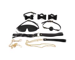 Bad Kitty - 7-dielna bondage sada v taške (čierno-zlatá)
