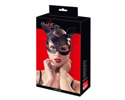 Bad Kitty - čierna kožená maska s kamienkami (S-L)