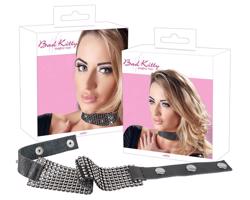 Bad Kitty - čierny náhrdelník so štrasom