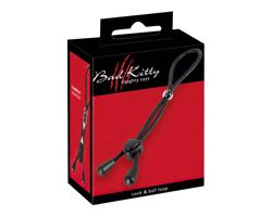 Bad Kitty - silikónový krúžok na penis a semenníky (čierny)