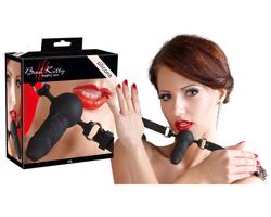 Bad Kitty – silikónový náhubok s malým dildom (čierne)