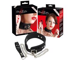 Bad Kitty - silikónový obojok a vodítko (čierne)