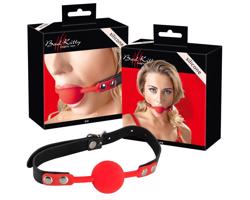 Bad Kitty - silikónový roubík s umelým remienkom (červený)