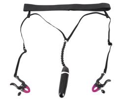 Bad Kitty - Vibračná svorka a nohavičky - čierne (S-L)