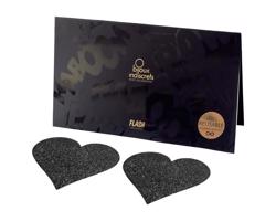 Bijoux Indiscrets Flash - nálepky na bradavky v tvare srdca (čierne)