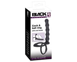Black Velvet - krúžok s análnym dildo (čierny)