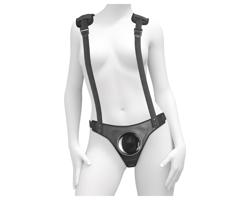 Body Dock - čierne strap-on nohavičky s ramienkami