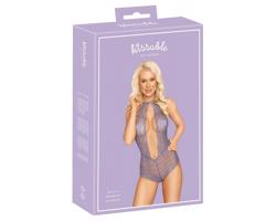 Bozkávacie - čipkované body s remienkom na krk (fialové)