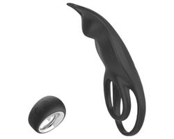 Čierny akumulátorový rádio prsteň na penis Hoody B