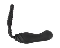 Čierny zamatový dokonalý fit - čierne pripínateľné dildo