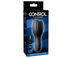 Control Cock Teaser - vodotesný, akumulátorový vibrátor na žaluď (čierny)
