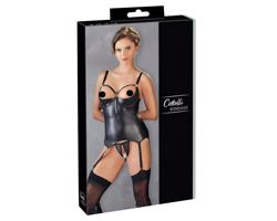 Cottelli Bondage - Lesklý zdvíhač pŕs s putami (čierny)