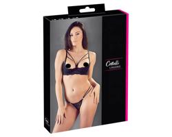 Cottelli - čierny set pruhovaný podprsenkový zdvihák a tangáče