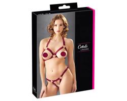 Cottelli - kovové kruhové, otvorené podprsenkové súpravy (červené)