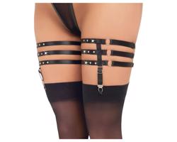 Cottelli - Kožený podväzkový pás (čierny)