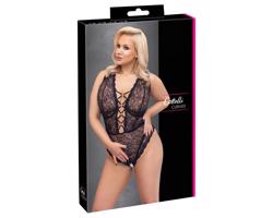 Cottelli Krivky Plus Size - priehľadné vzorované body (čierne)