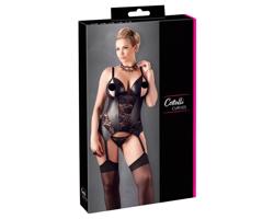 Cottelli - Kvietkovaný ženský top, plus size (čierny)