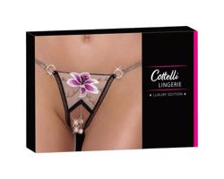 Cottelli - Luxus, vyšívané tangá s ľaliami (čierno-biele)