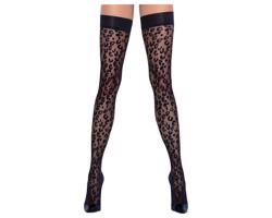Cottelli Pančuchy - leopardí vzor nad kolená (čierne)