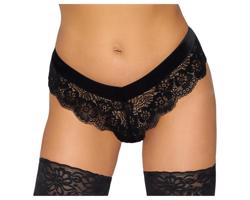 Cottelli Party - čipkované nohavičky s reťazou (čierne)