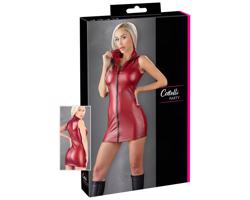 Cottelli Party - lesklé šaty bez rukávov so zipsom (červené)