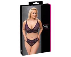 Cottelli Plus Size - Priesvitná vzorovaná podprsenka (fialová)