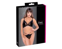 Cottelli - priehľadná, čipkovaná podprsenková súprava (čierna)