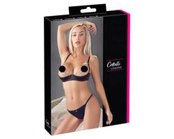 Cottelli - saténový set s reťazami a strasom (čierny)