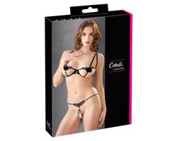 Cottelli - trblietavý vyšívaný set podprsenky (čierny)