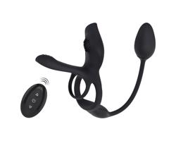 Couples Choice - multifunkčný vibračný erekčný krúžok (čierny)