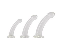 Crystal Clear – análna sada dildá s žaluďom – 3 ks (priehľadné)