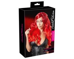 Dlhá, vlnitá parochňa s ofinou (červená)