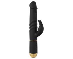 Dorcel Furious Rabbit 2.0 - čierny vibrátor s pohyblivým stimulátorom klitorisu