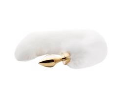 Easytoys Fox NO13 - kovový análny kolík s liščím chvostom (zlatá-biela)