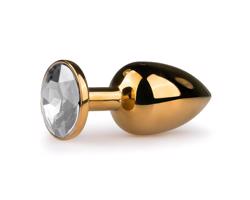 Easytoys Metal No.1 - análna kolík so zlatým a bielym kameňom (2,5 cm)