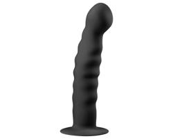 Easytoys - rebrované análne dildo s prísavkou (14 cm) - čierne