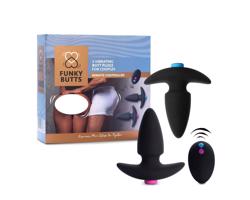 FEELZTOYS Funkybutts - dobíjací rádiový análny vibrátor set (čierna)