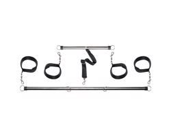 Fetish rozťahovací tyč s putami (strieborná)