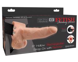Fetish Strap-On 6 - nastaviteľný, dutý vibrátor (naturálny)