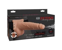 Fetish Strap-On 7,5 - pripínací, striekajúci dildo (naturálny)