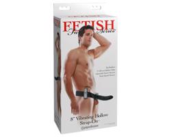 Fetish Strap-On 8 - pripevniteľný, dutý vibrátor (čierny)