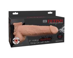 Fetish Strap-On 9 - postroj s dutým, striekajúcim dildo (naturálny)